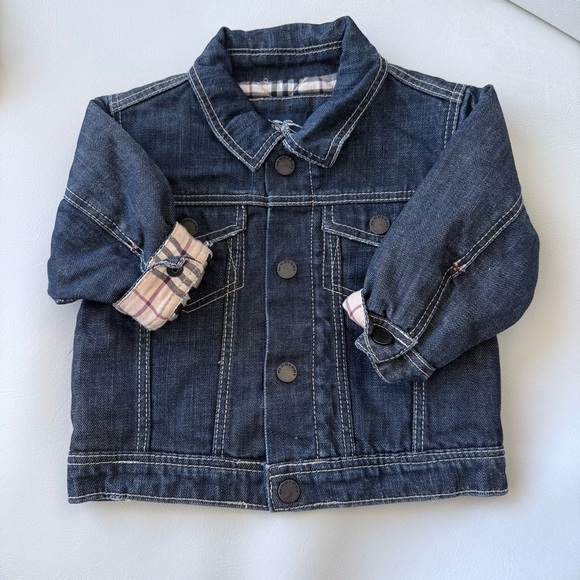 Burberry Other - Burberry Baby kid vest jacket Jean denim 3/6 months lightly fleeced blue